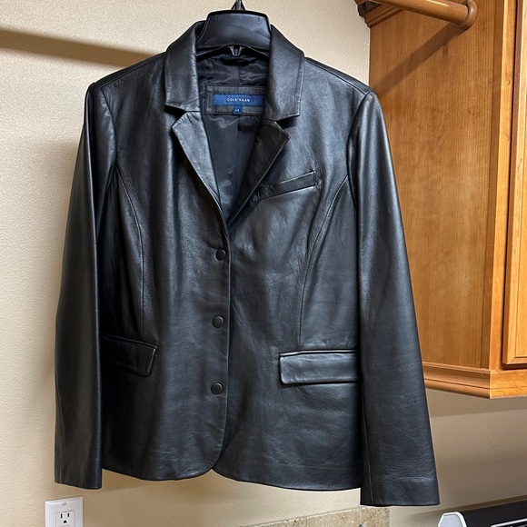 Cole Haan Black Leather Jacket - Picture 4 of 5